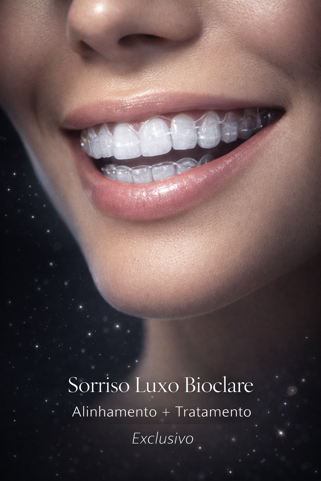 Sorriso com alinhador transparente